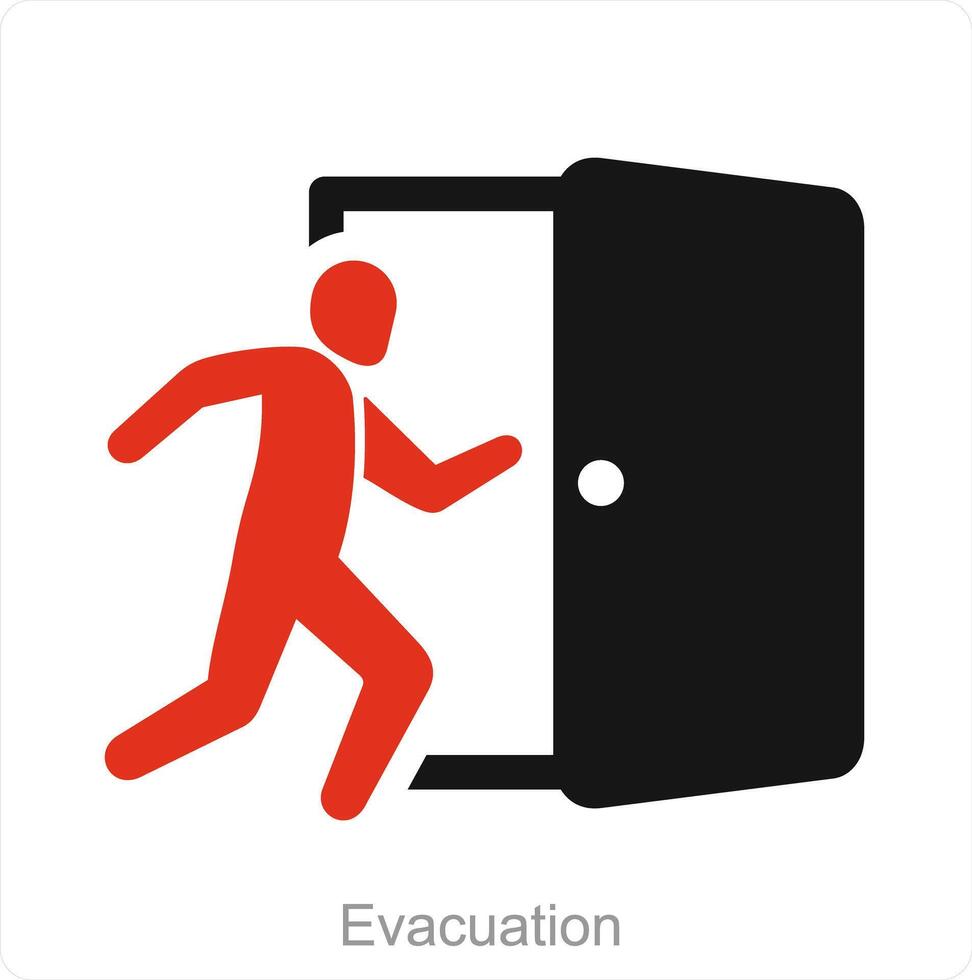 evacuação e porta ícone conceito vetor