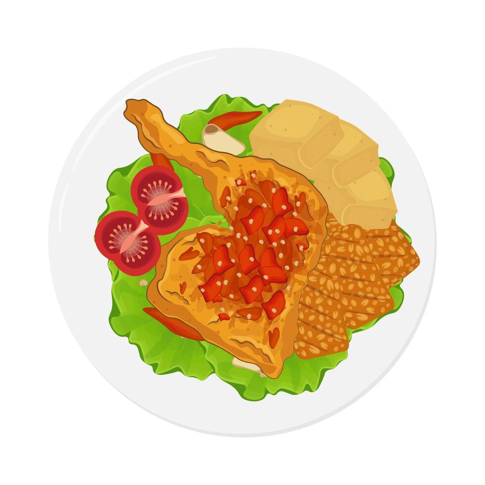 picante esmagado frango ou ayam geprek vetor ilustração logotipo