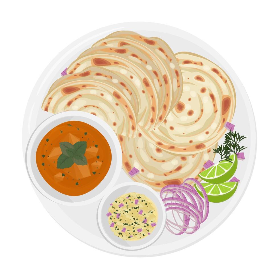 Kerala paratha malabar paratha ou Curry paratha vetor ilustração logotipo