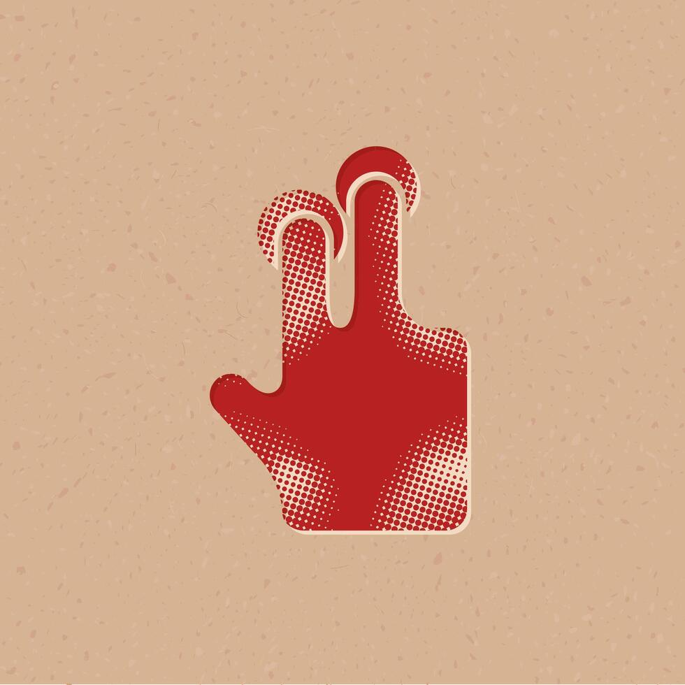 dedo gesto meio-tom estilo ícone com grunge fundo vetor ilustração