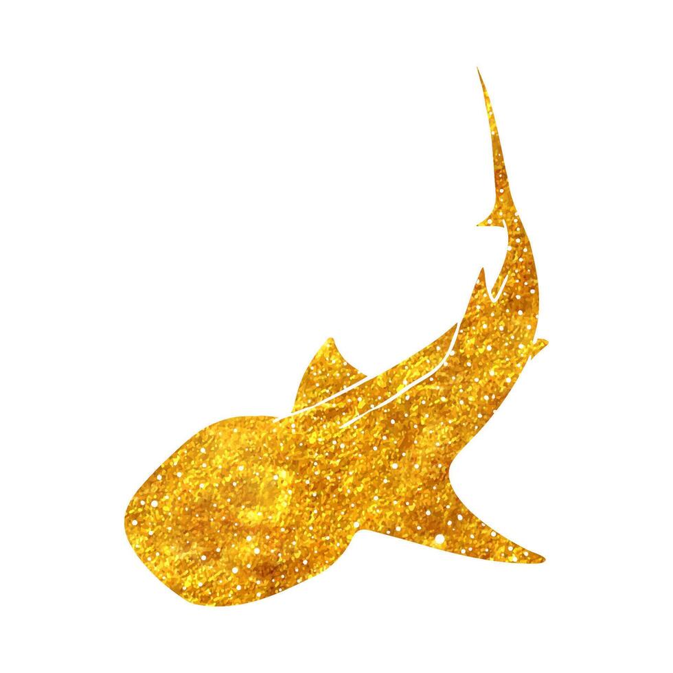 mão desenhado baleia Tubarão dentro ouro frustrar textura vetor ilustração