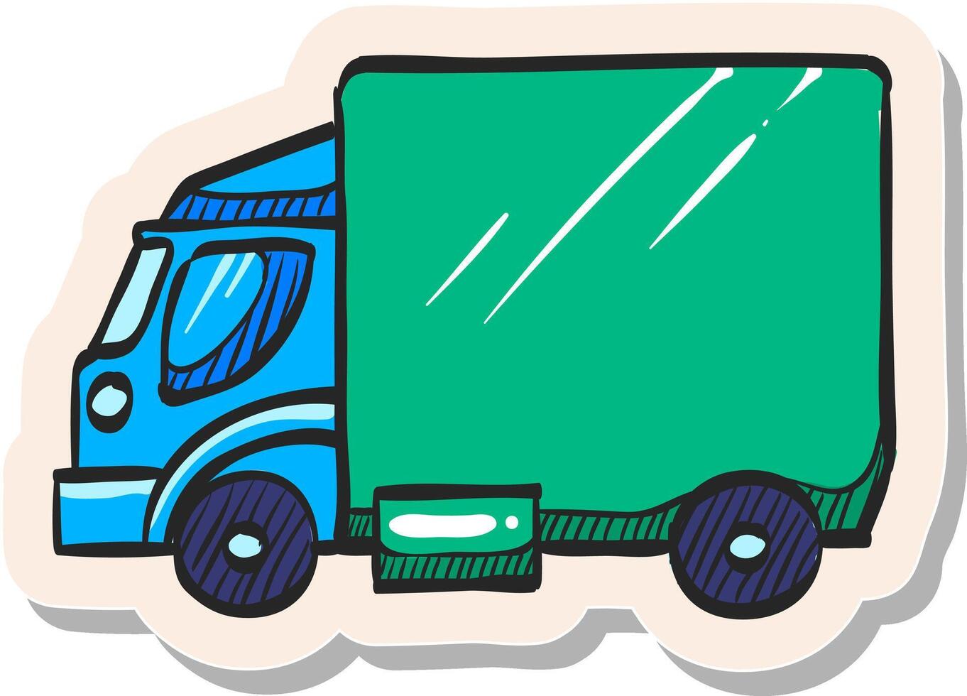 mão desenhado adesivo estilo ícone caminhão vetor