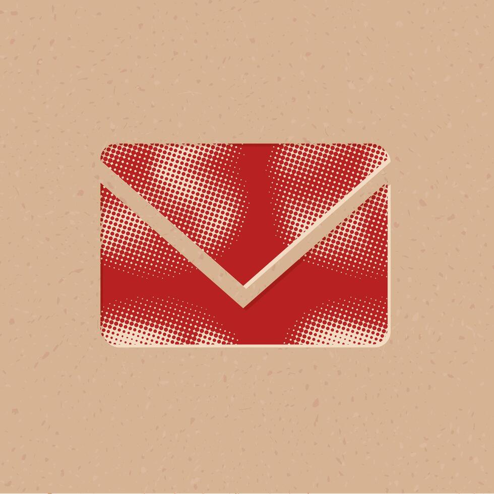 envelope meio-tom estilo ícone com grunge fundo vetor ilustração