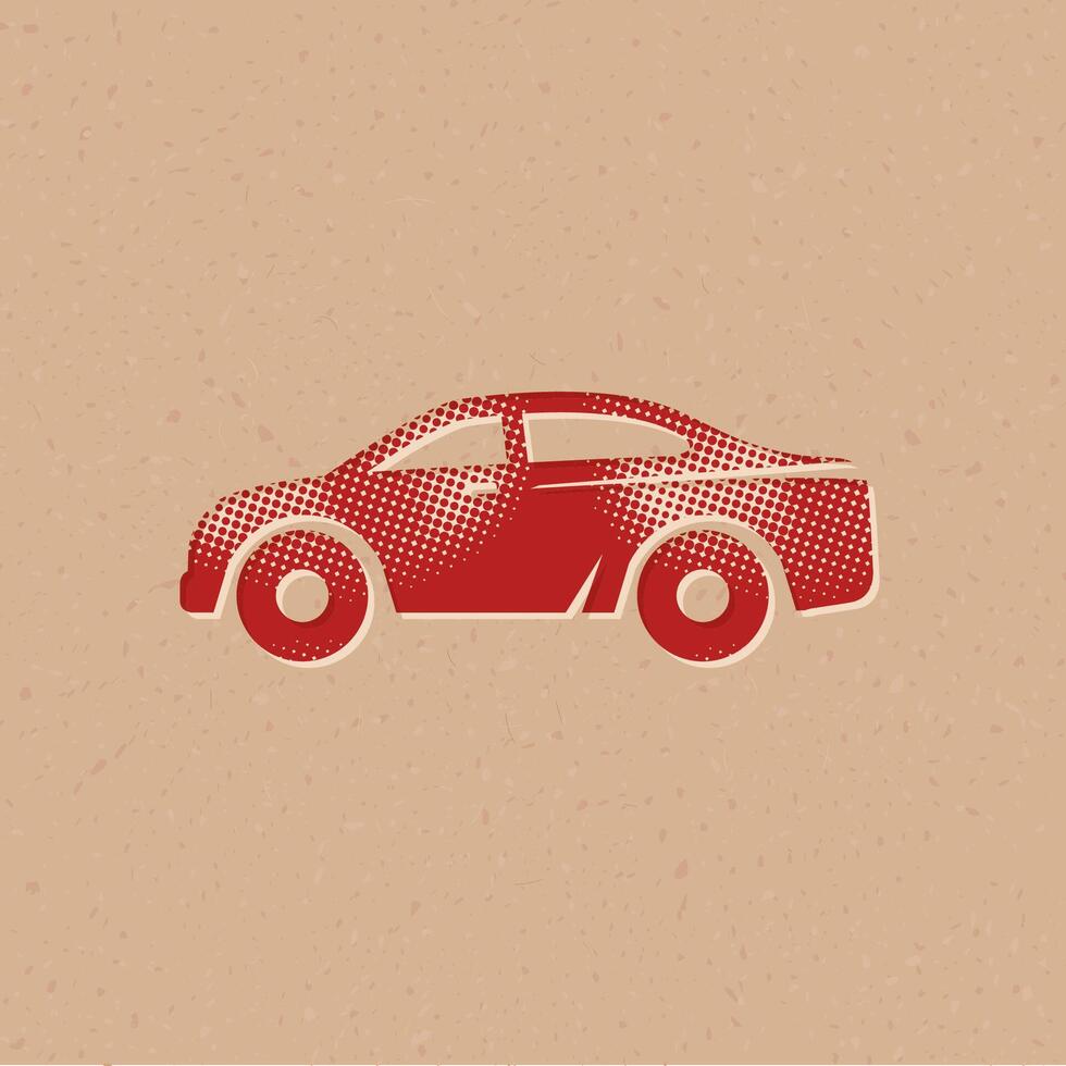 carro meio-tom estilo ícone com grunge fundo vetor ilustração