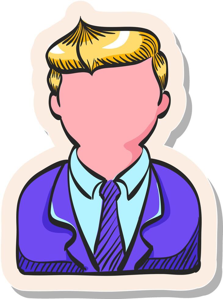 mão desenhado homem de negocios ícone dentro adesivo estilo vetor ilustração