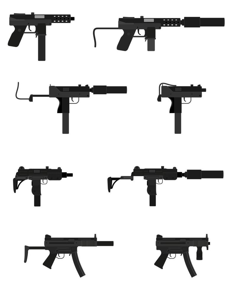 submetralhadora metralhadora mão arma ilustração vetorial de estoque isolada no fundo branco vetor