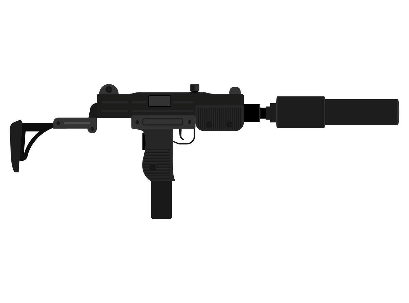 submetralhadora metralhadora mão arma ilustração vetorial de estoque isolada no fundo branco vetor