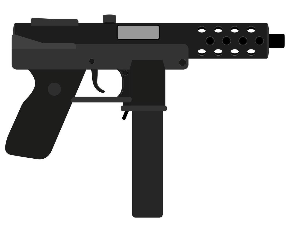 submetralhadora metralhadora mão arma ilustração vetorial de estoque isolada no fundo branco vetor