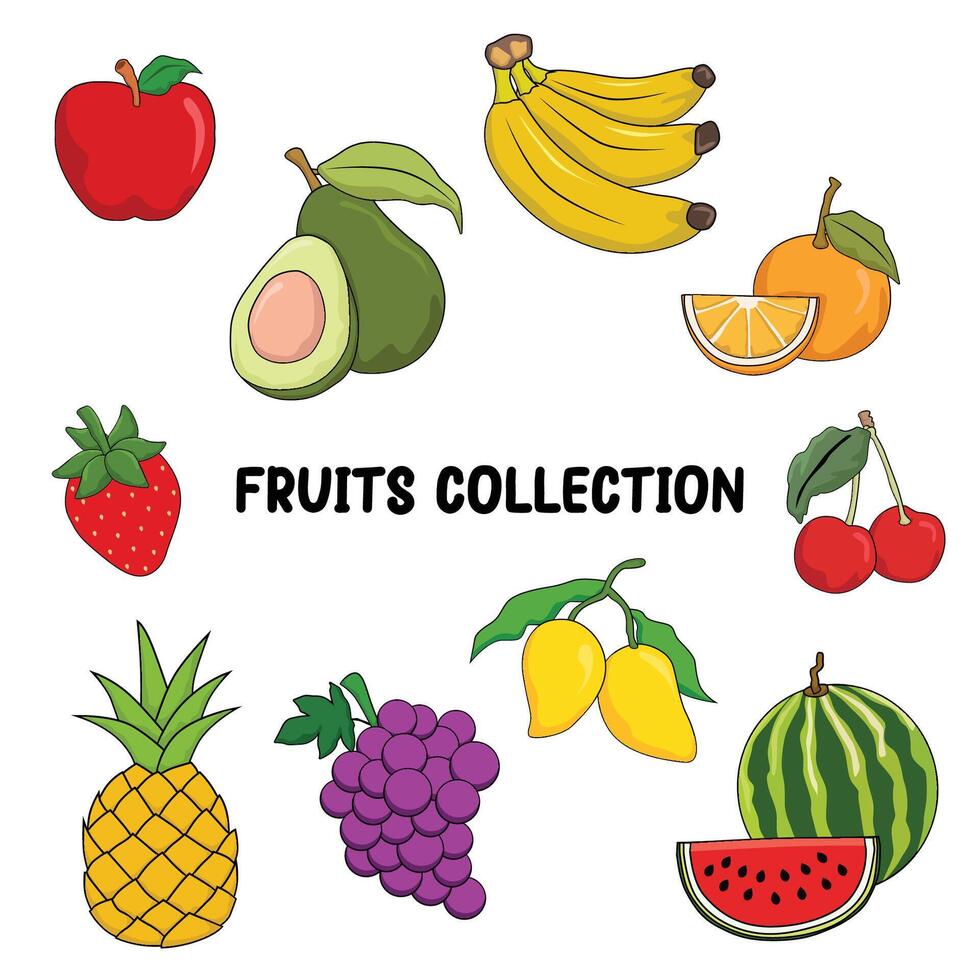 frutas ilustração 2d plano gráfico coleção vetor