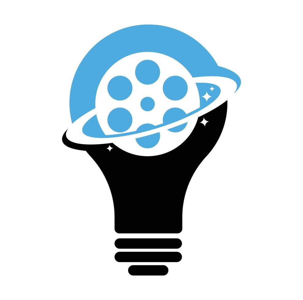 planeta filme lâmpada forma conceito vetor logotipo Projeto.