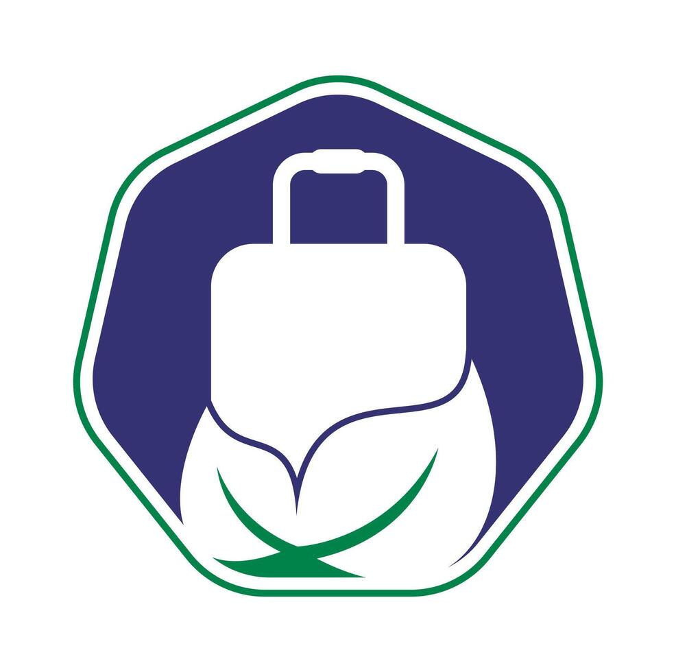 folha com mala de viagem logotipo Projeto conceito vetor. vetor