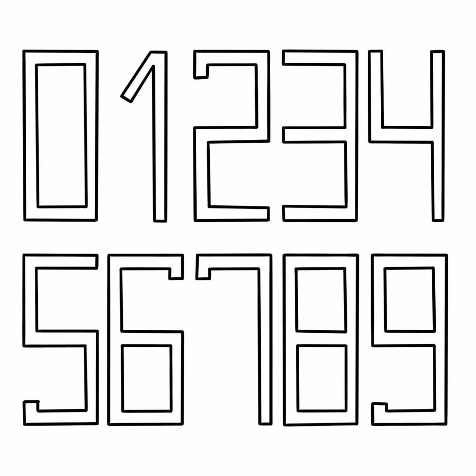 mão desenhado esboço estilo dígitos números Fonte vetor