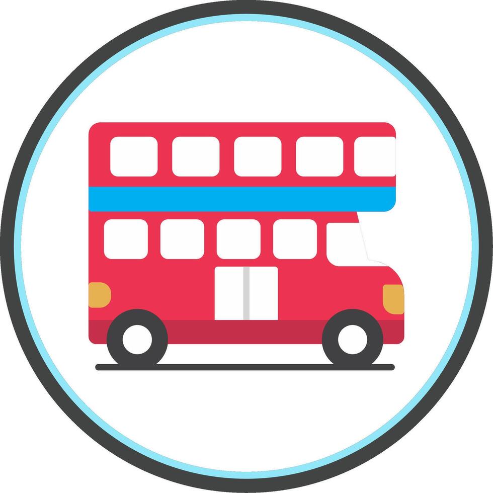 Duplo ônibus plano círculo ícone vetor
