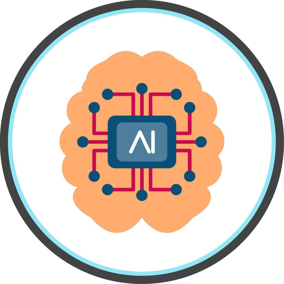 artificial inteligência plano círculo ícone vetor