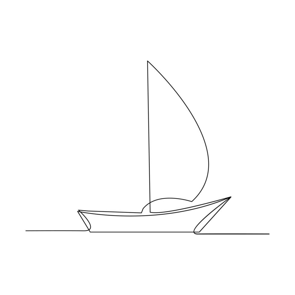 vetor contínuo 1 linha desenhando do barco a vela melhor usar para logotipo poster bandeira estoque ilustração e mínimo