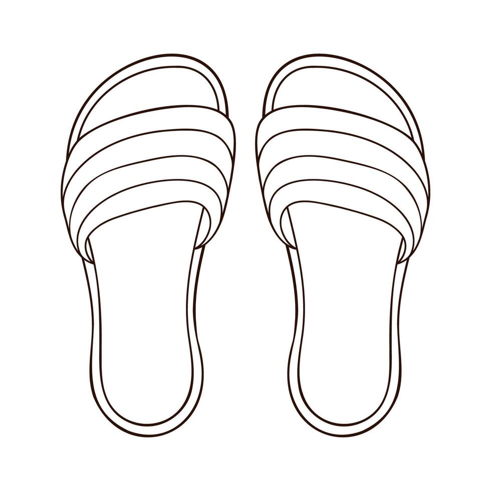 chinelo com listras linear ícone dentro linha arte estilo. giro flops de praia sapatos esboço símbolo. vetor ilustração isolado em uma branco fundo.