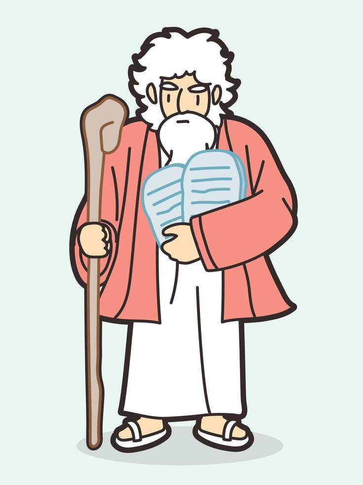 Moisés e dez mandamentos pedra a partir de yahweh Deus do Israel desenho animado gráfico vetor