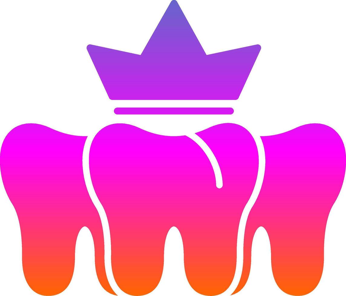 dental coroa glifo gradiente ícone vetor