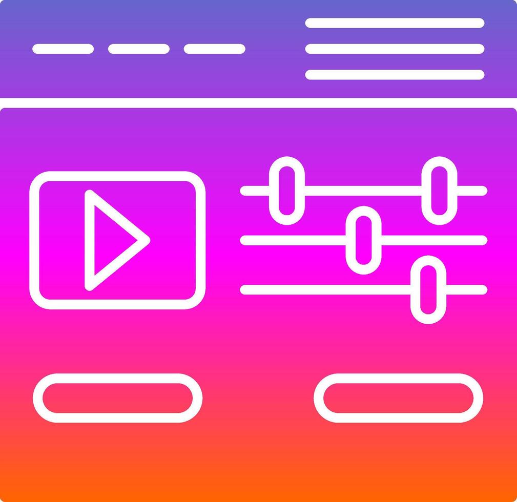 vídeo editor glifo gradiente ícone vetor