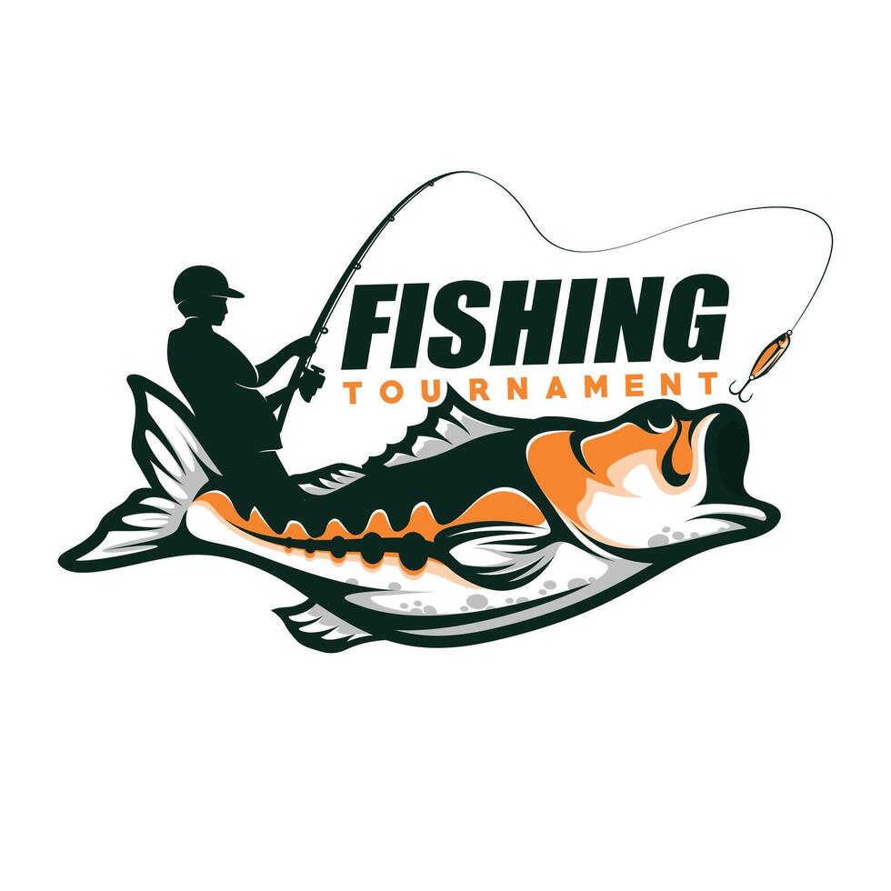 pescaria torneio logotipo modelo vetor. peixe pulando ilustração logotipo Projeto vetor
