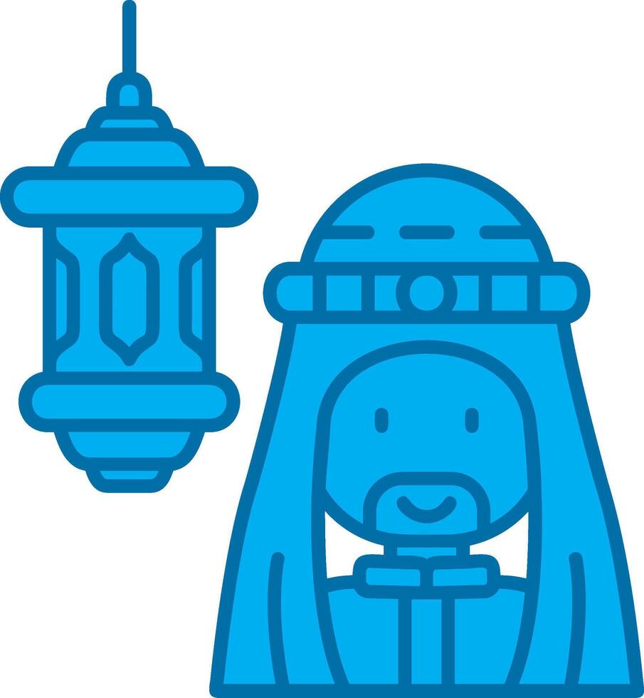 árabe azul linha preenchidas ícone vetor