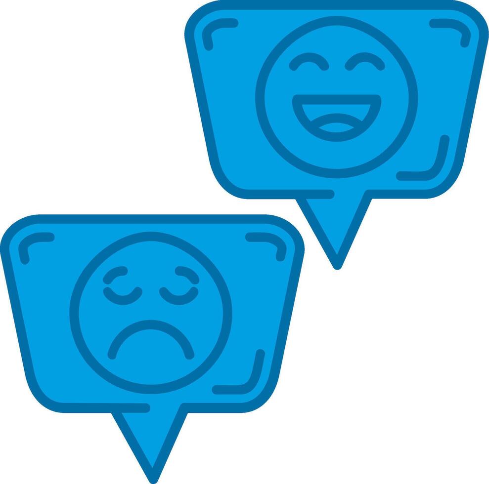emojis azul linha preenchidas ícone vetor