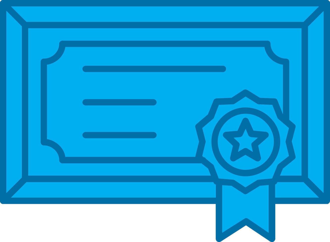 certificado azul linha preenchidas ícone vetor