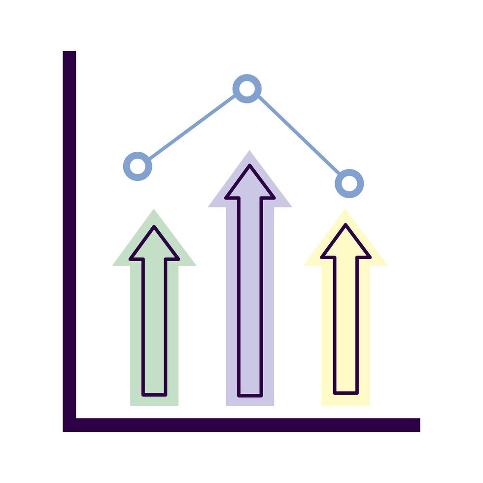 gráfico de linha com setas de aumento vetor