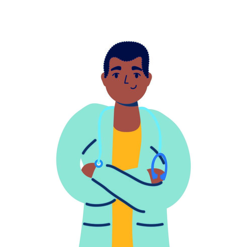 personagem afro profissional médico avatar vetor