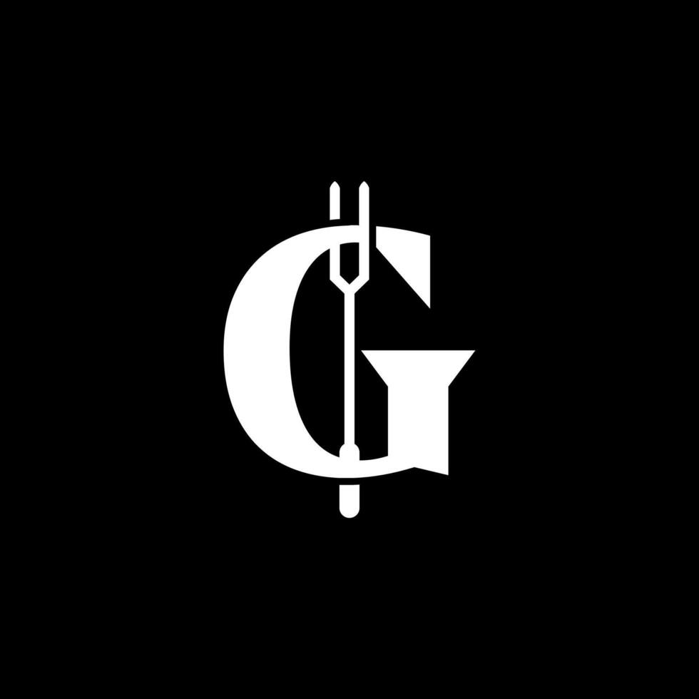 simples carta g com garfo Projeto logotipo modelo vetor