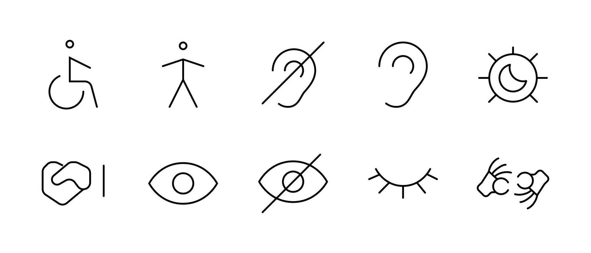 acessibilidade ícones, simples vetor ícones. plano ícone coleção definir.