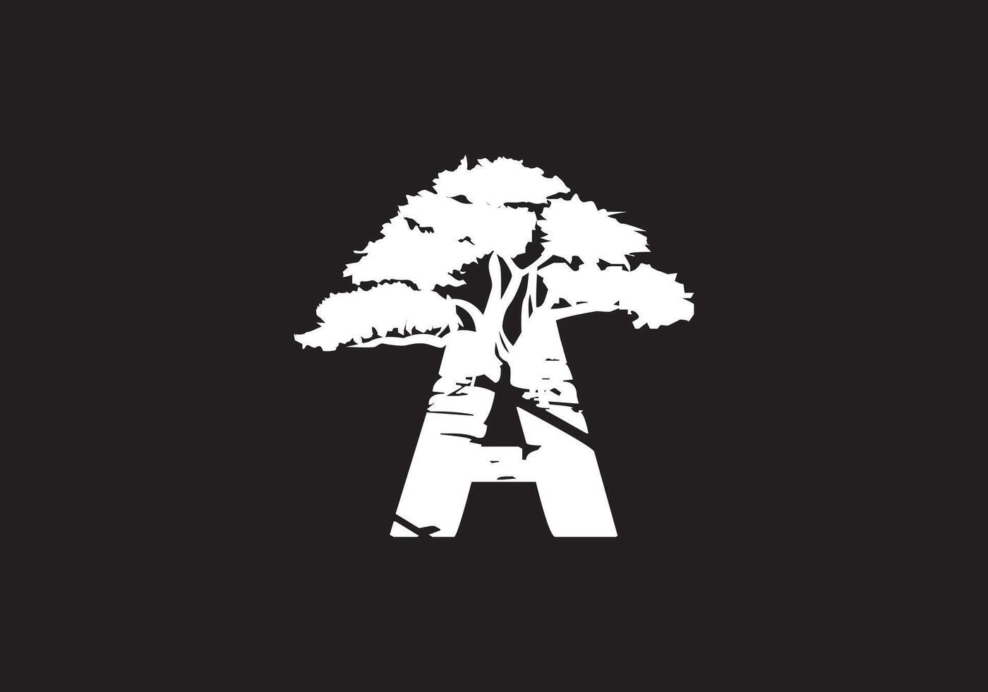 abstrato uma logotipo carta e árvore galhos com verde, preto, branco. árvore carta Projeto com minimalista criativo estilo. vetor