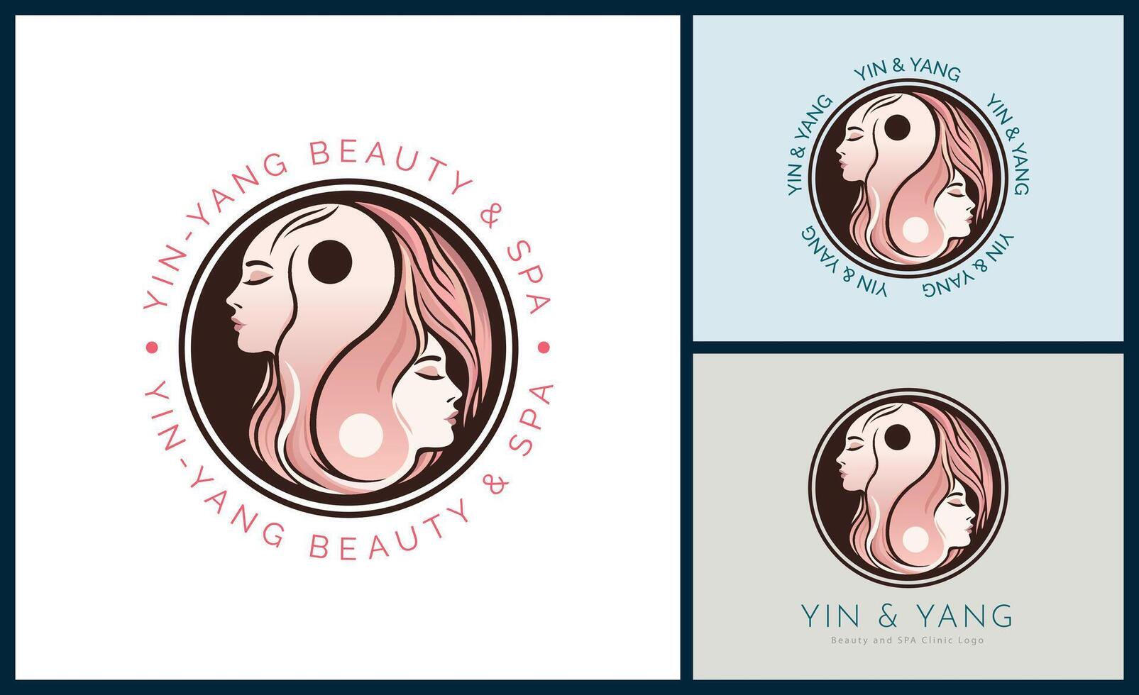 yin e yang mulher face beleza estética luxo salão spa logotipo modelo Projeto para marca ou companhia vetor