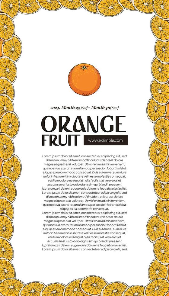indonésio tropical fruta laranja ilustração quadro, Armação Projeto vetor
