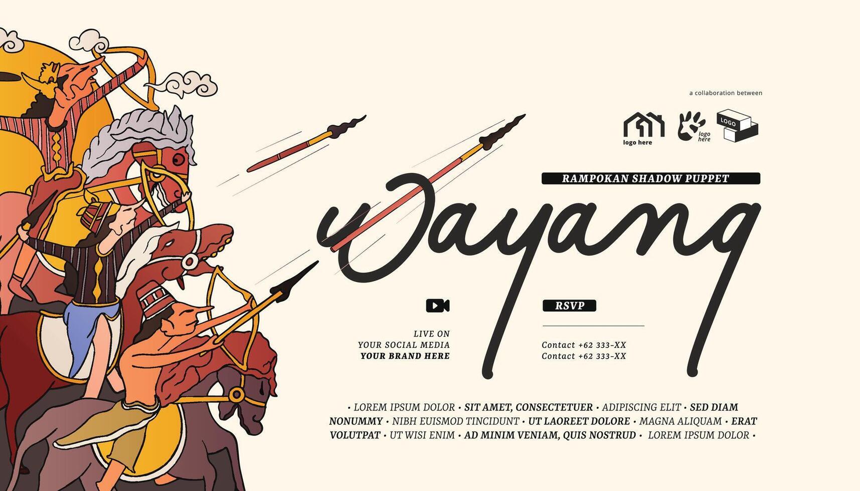 Wayang Ramokan poster Projeto idéia para turismo ou cultura evento vetor