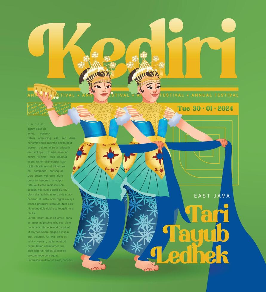 célula sombreado ilustração do indonésio cultura tayub ledhek dança kediri leste Java vetor