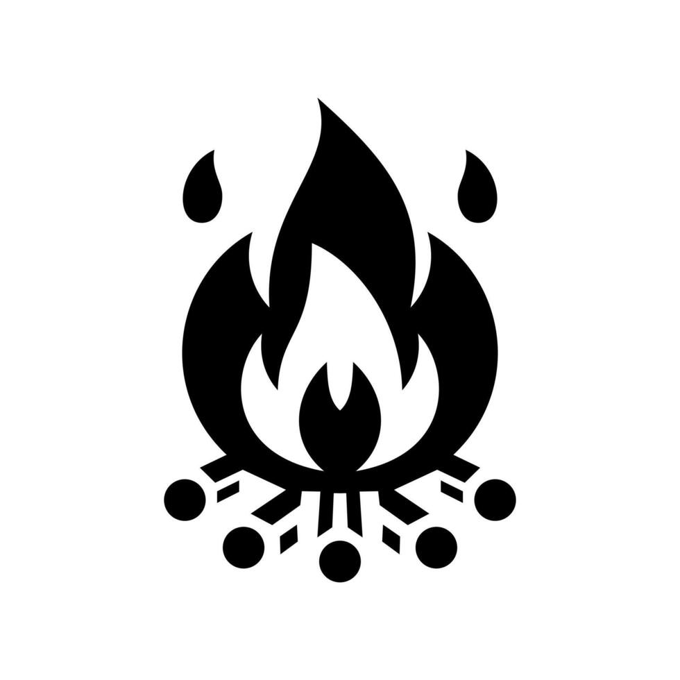 vetor de fogo, ícone de chama. ícone preto isolado no fundo branco.