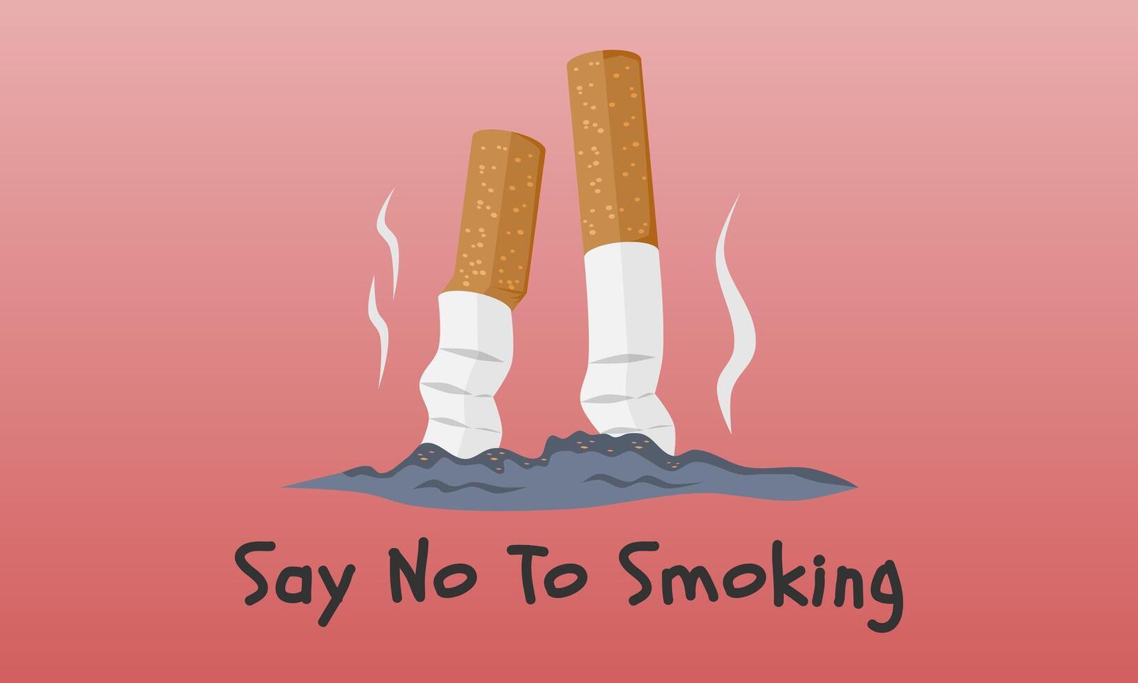 colocando Fora a cigarro em a chão. dizer não para fumar conceito. mundo não tabaco dia conceito Projeto. vetor ilustração.