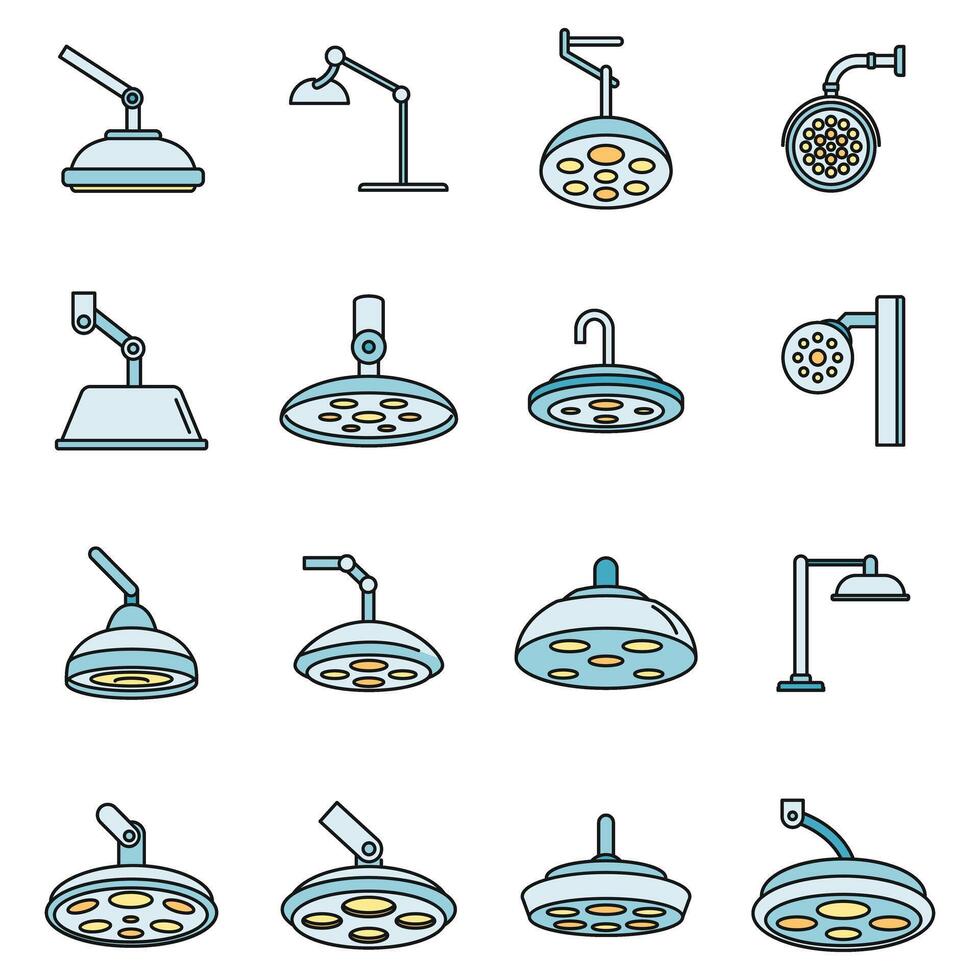 moderno cirúrgico luz ícones conjunto vetor cor linha