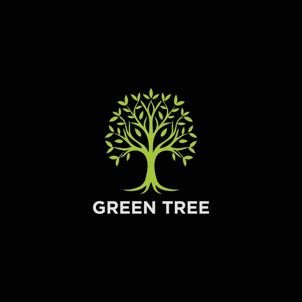 ai gerado árvore logotipo ícone modelo Projeto. jardim plantar natural linha símbolo. verde ramo com folhas o negócio placa. vetor ilustração.