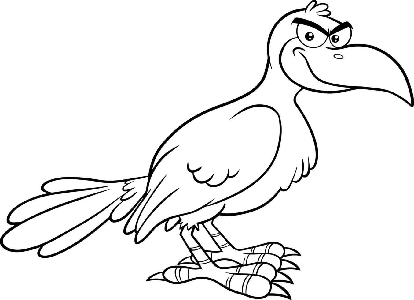 delineado sorridente Corvo pássaro desenho animado personagem. vetor ilustração isolado em branco fundo