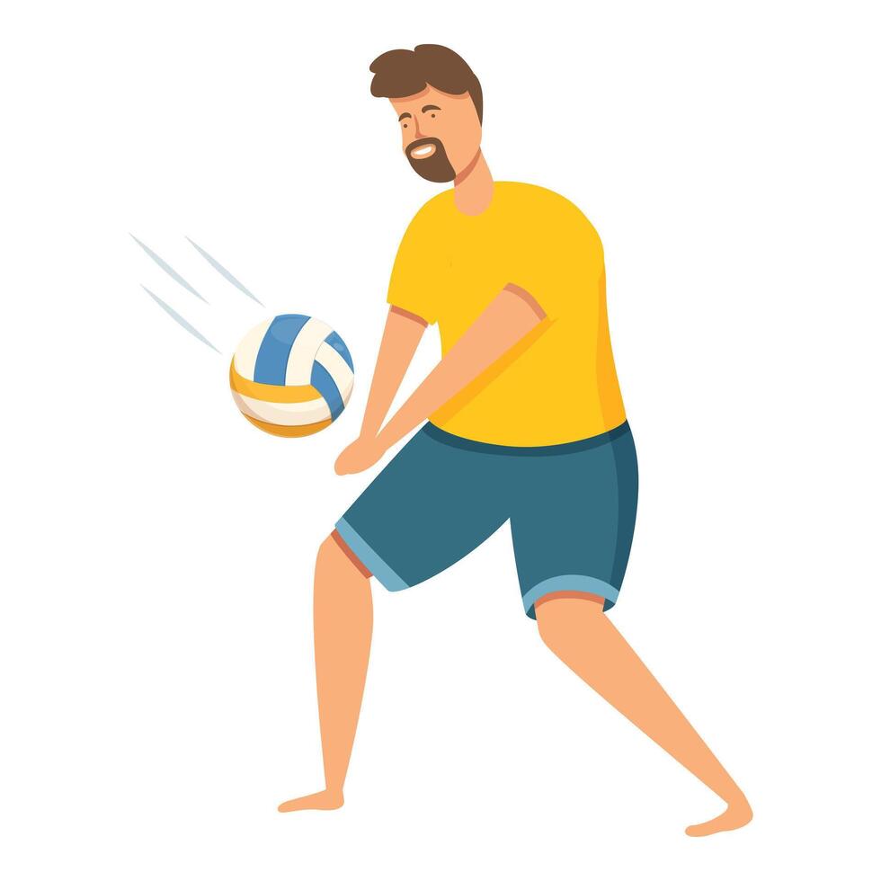 amador voleibol jogador ícone desenho animado vetor. compensação área vetor