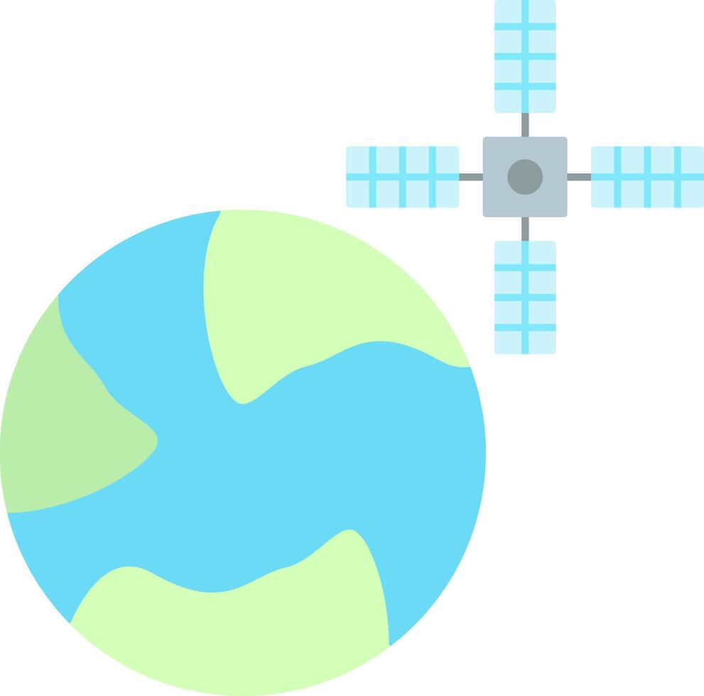 satélite plano luz ícone vetor
