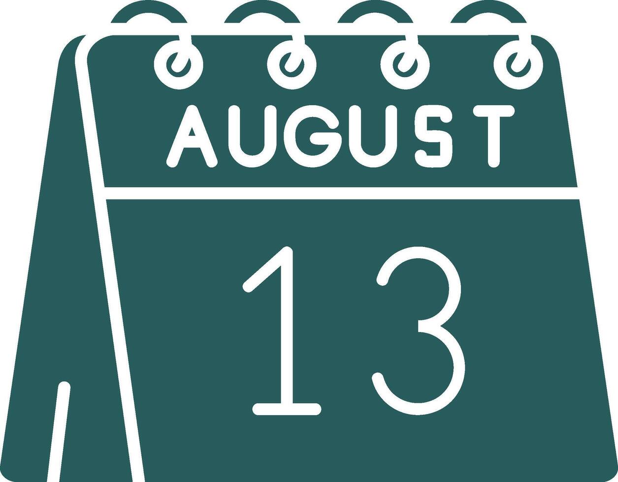 13º do agosto glifo gradiente verde ícone vetor