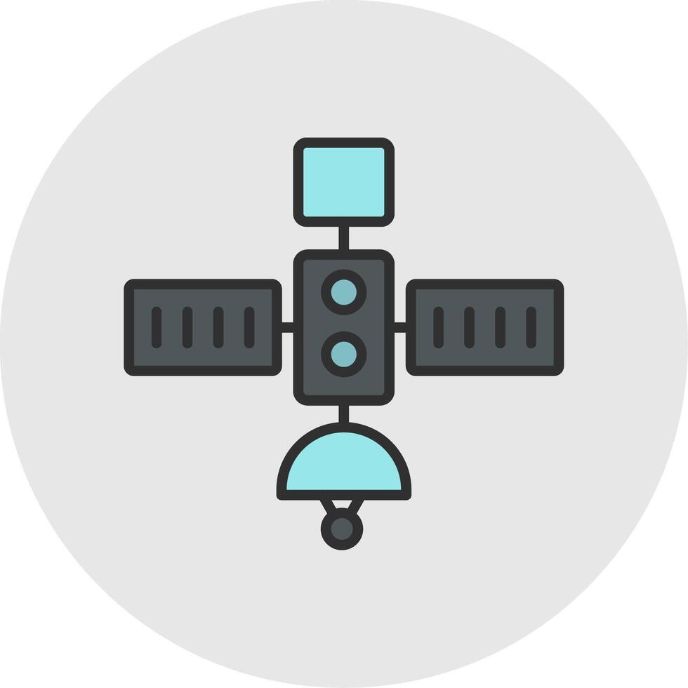 satélite linha preenchidas luz círculo ícone vetor