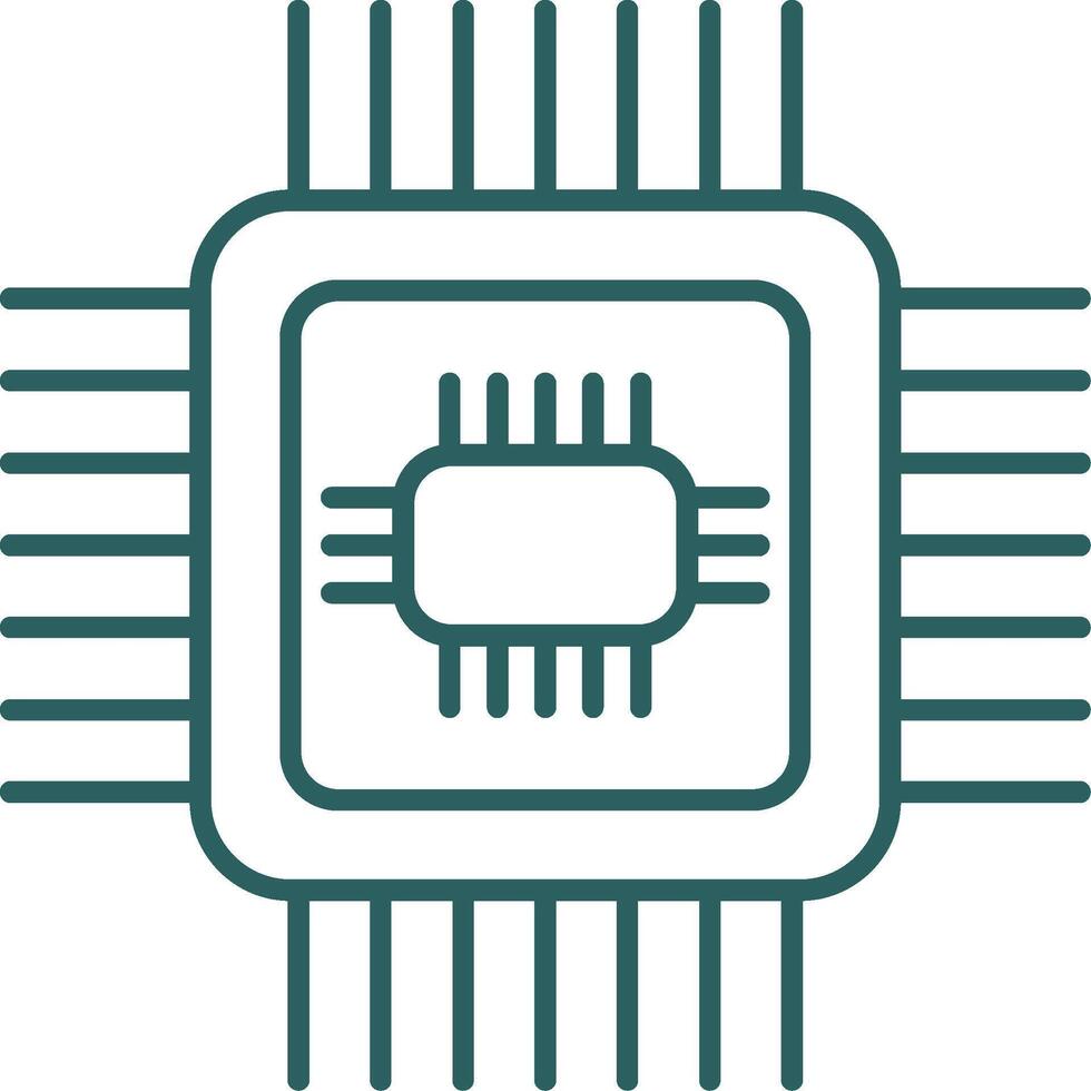 ícone de gradiente de linha de CPU vetor