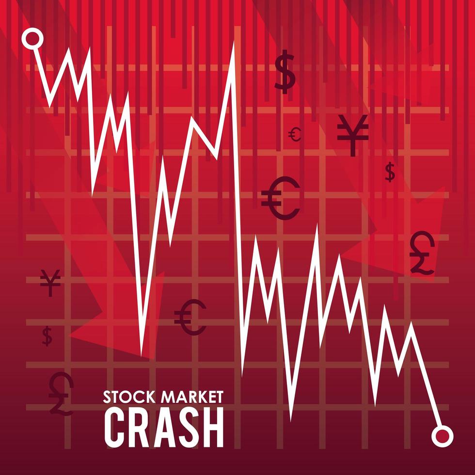 quebra do mercado de ações com flechas para baixo vetor