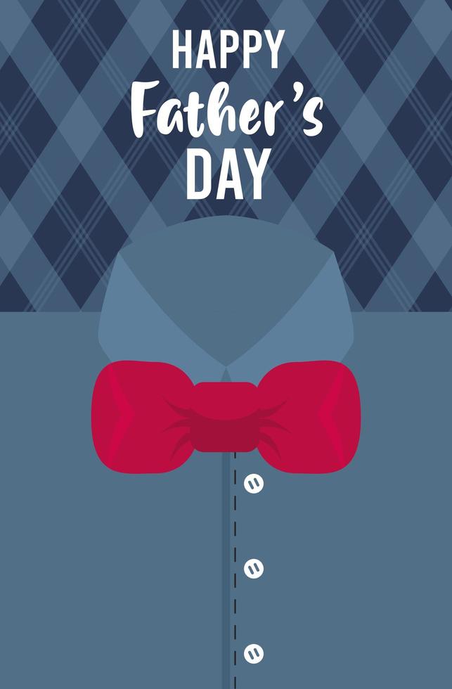 cartão de feliz dia dos pais com camisa masculina e gravata borboleta vetor