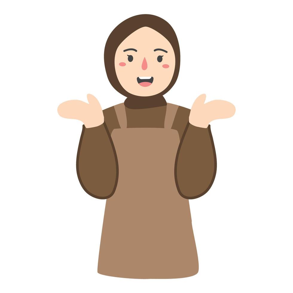 mulher vestem avental com sorrir feliz ilustração vetor