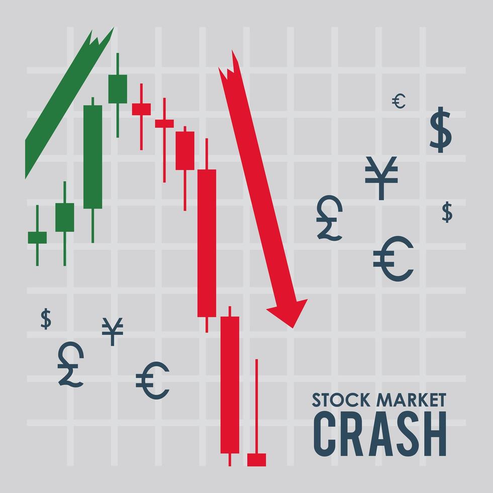 quebra do mercado de ações com flechas para baixo vetor
